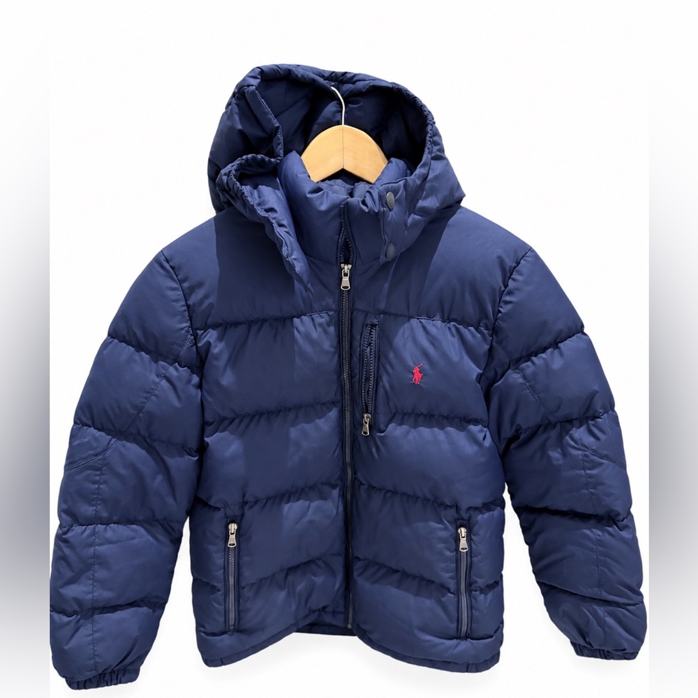 Ralph Lauren Navy Puffer Jacket with Red Logo